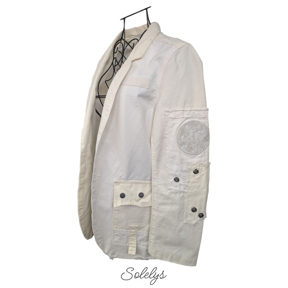Zadig & Voltaire Very Grunge White Open Casual Cotton Utility Jacket FR36 Small - Picture 5 of 11